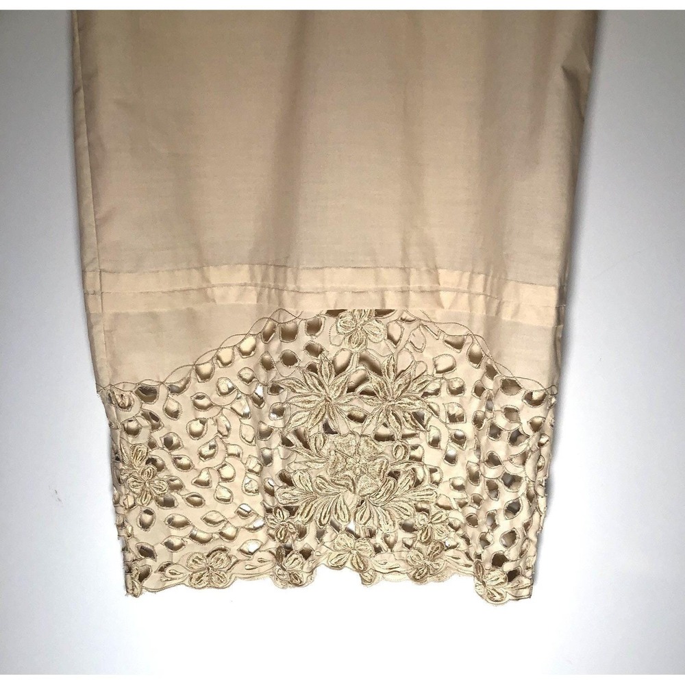 Authentic Vintage 1920s Embroidered Cotton Shift Dress Lace Hem Flapper Antique - Picture 13 of 16